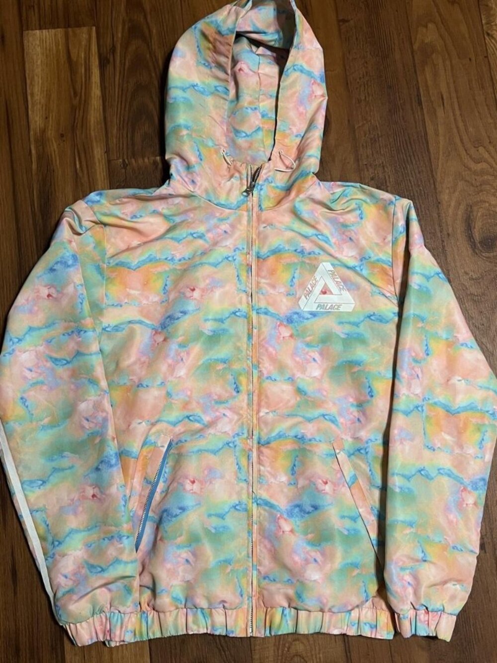 Adidas x Palace Windbreaker Jacket Size Large Rare Marble Full Zip Jacket